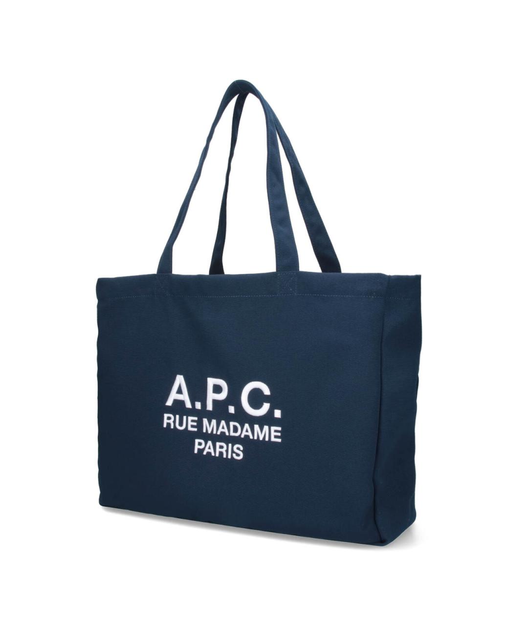 A.P.C. Темно-синяя синтетическая сумка тоут, фото 2