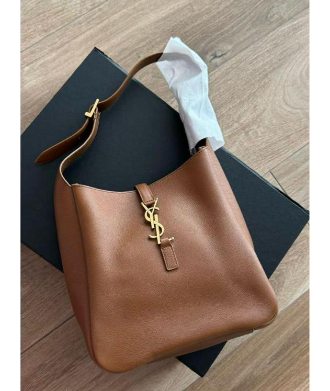 SAINT LAURENT Коричневая кожаная сумка через плечо, фото 2