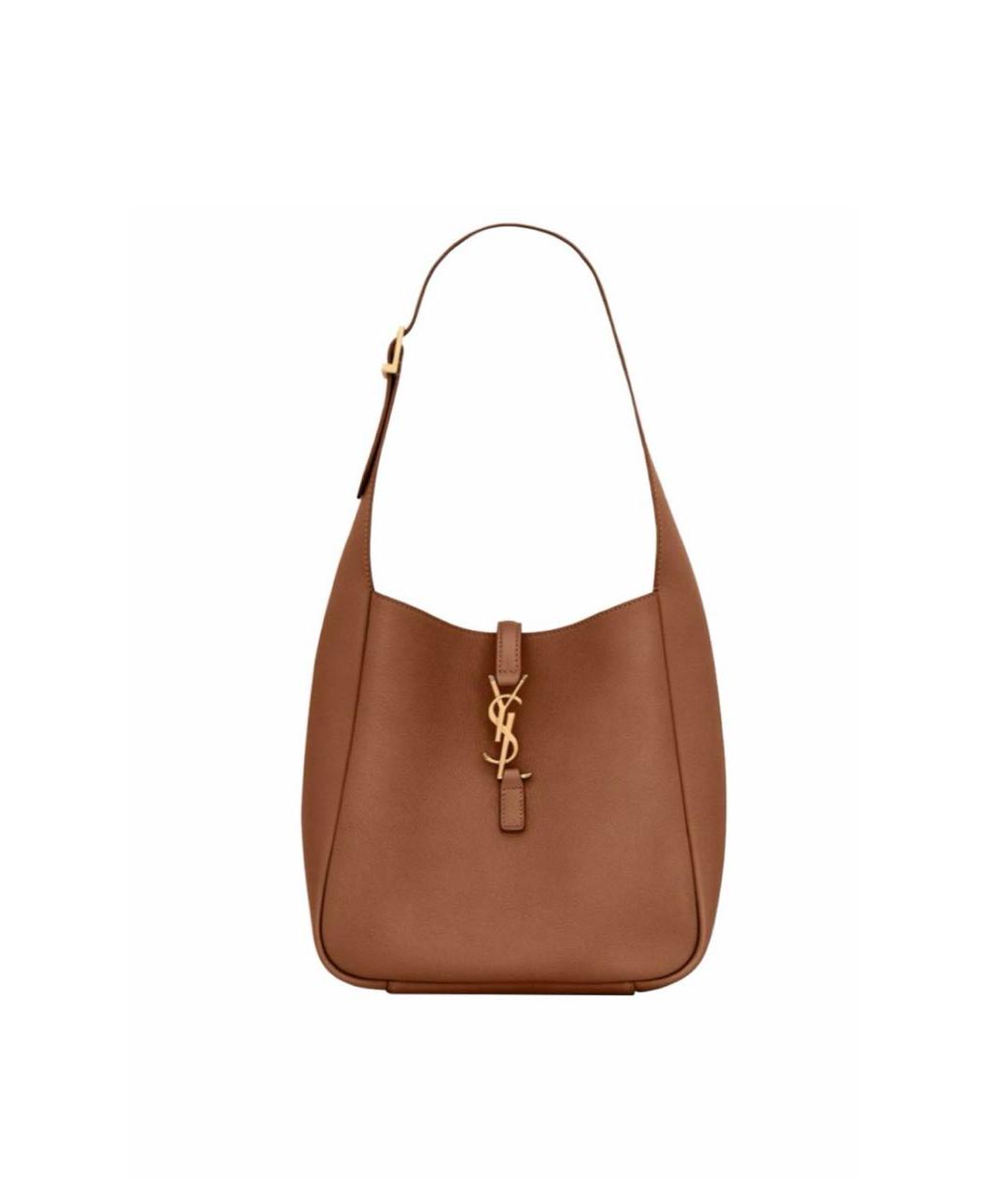 SAINT LAURENT Коричневая кожаная сумка через плечо, фото 6