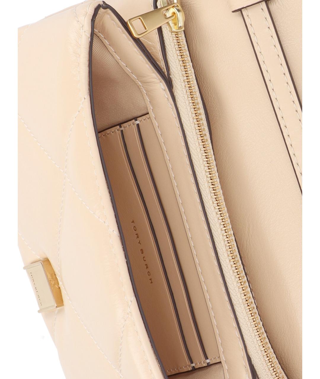 TORY BURCH Бежевый кожаный кошелек, фото 4