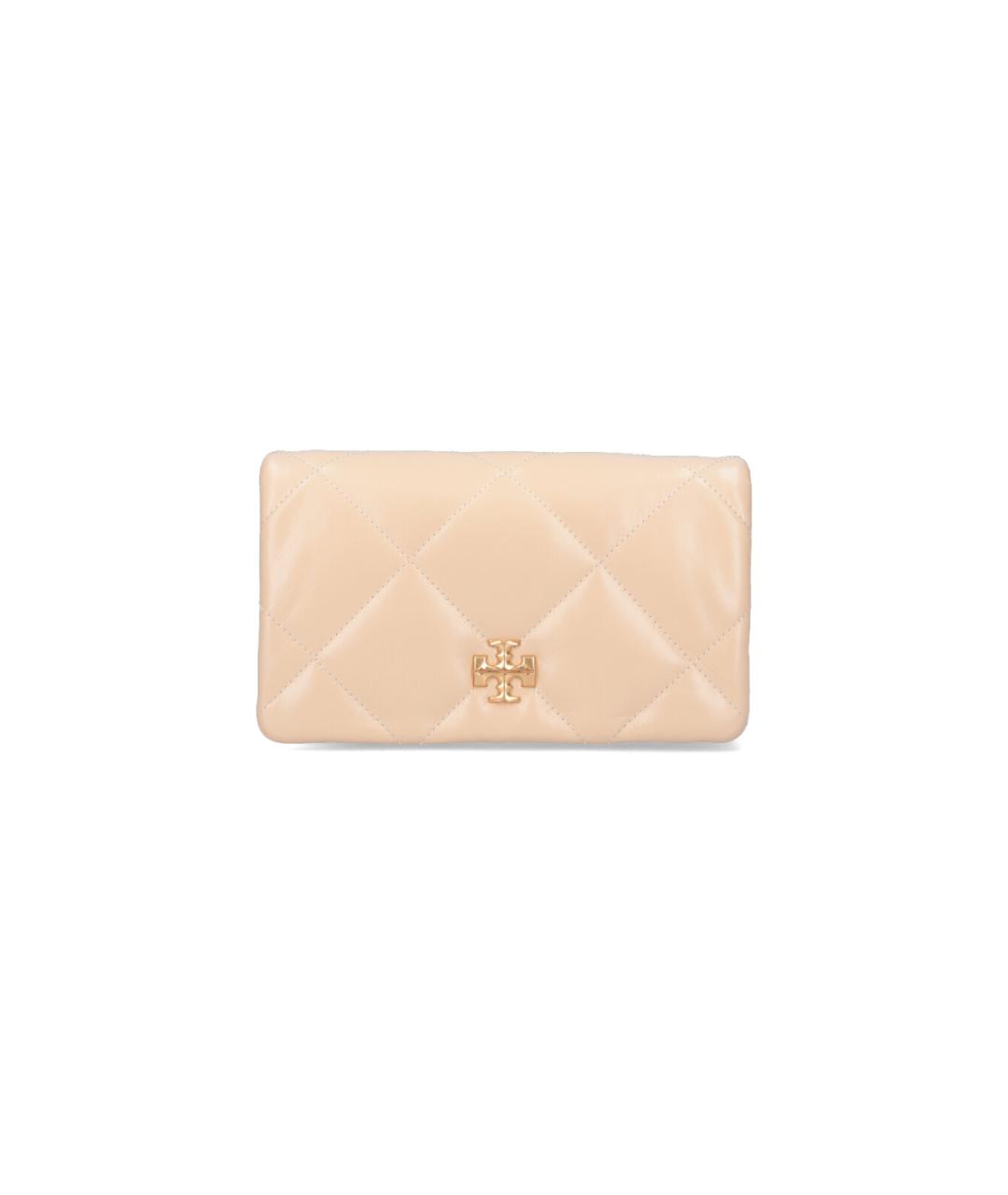 TORY BURCH Бежевый кожаный кошелек, фото 1
