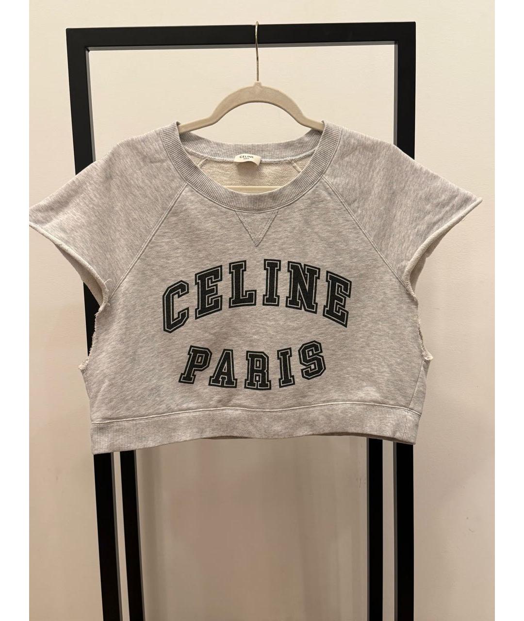 CELINE Серая хлопковая футболка, фото 5