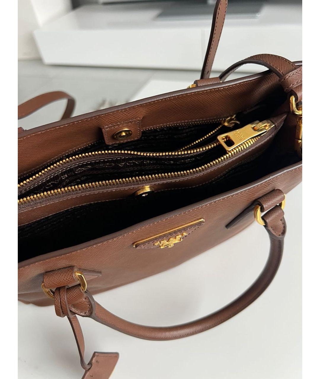 PRADA Коричневая кожаная сумка тоут, фото 4
