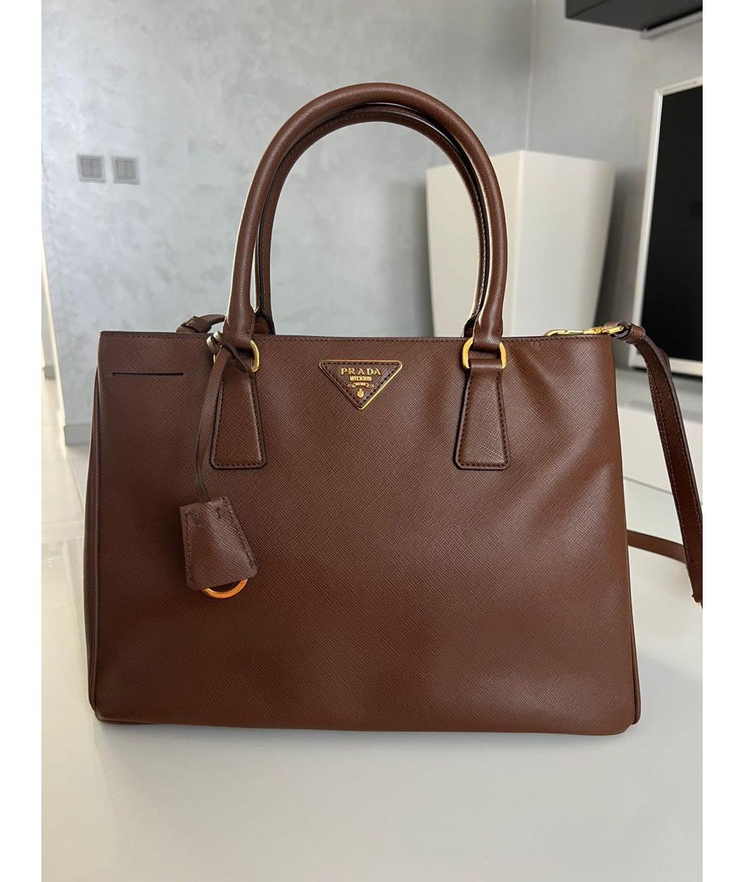 PRADA Коричневая кожаная сумка тоут, фото 9