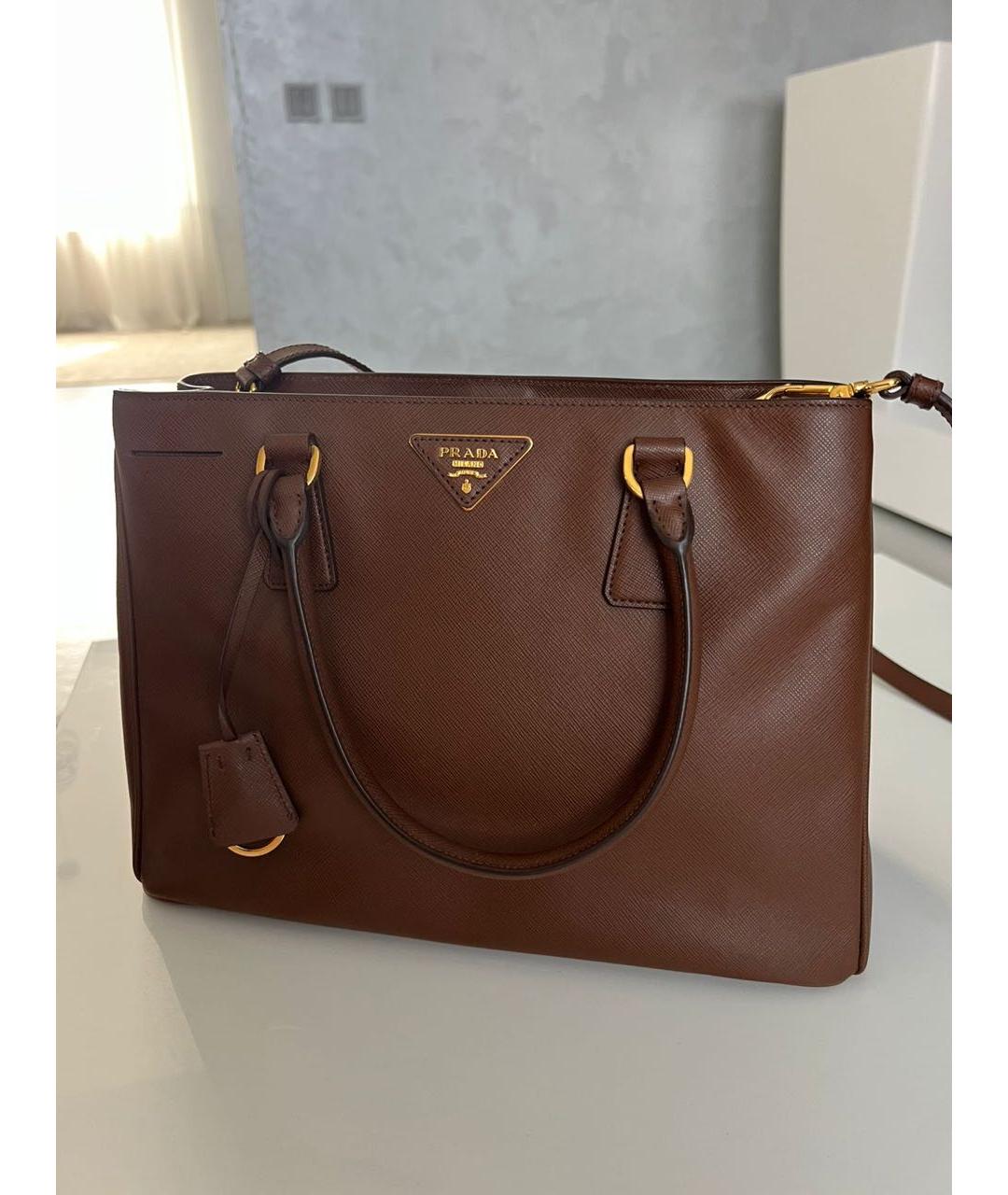 PRADA Коричневая кожаная сумка тоут, фото 8