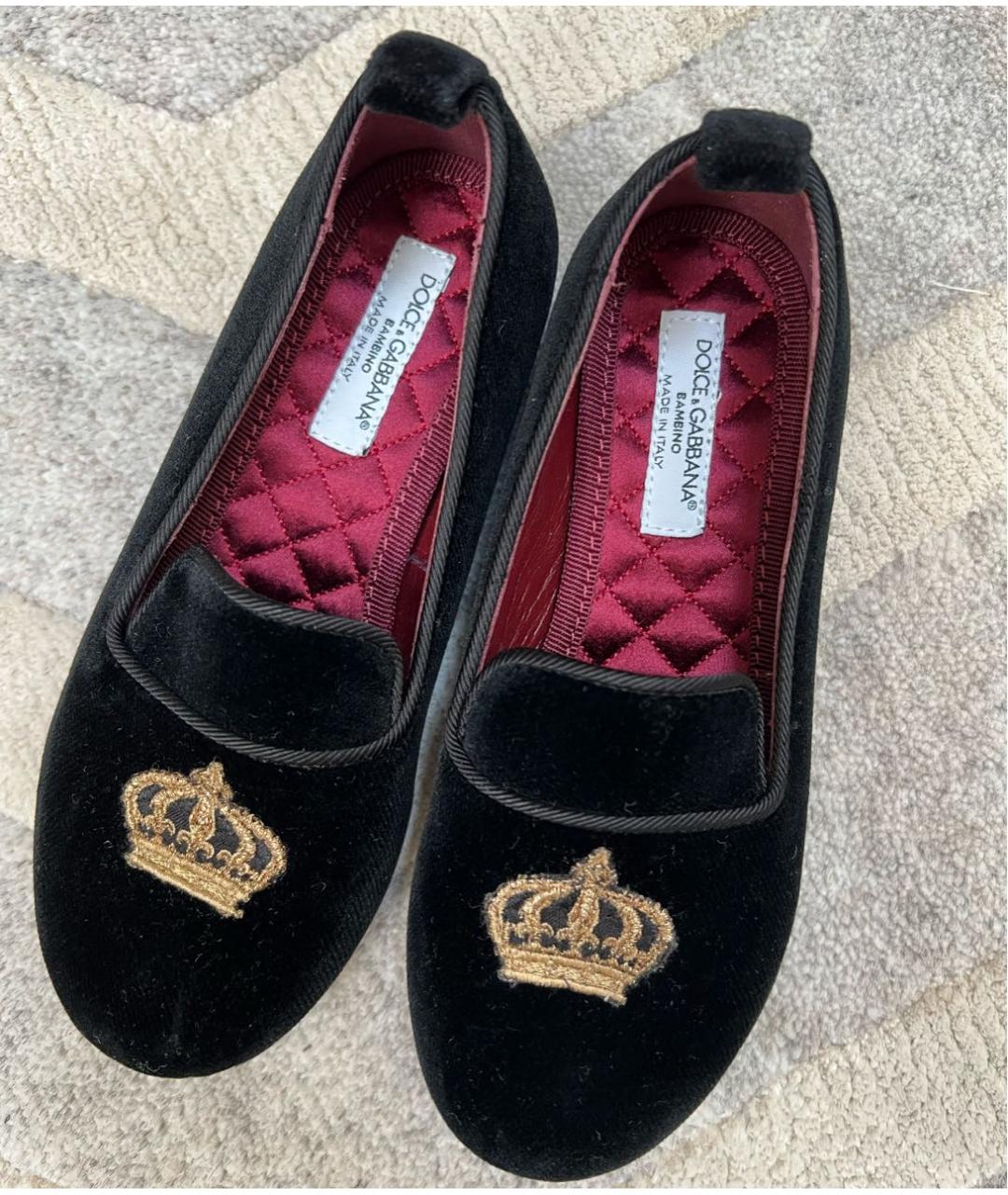 DOLCE&GABBANA Черные бархатные лоферы/мокасины, фото 6