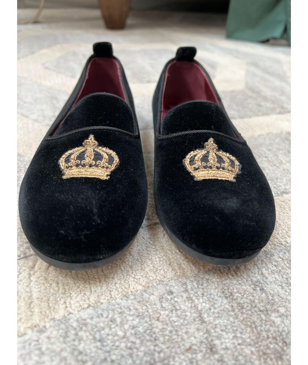 DOLCE&GABBANA Черные бархатные лоферы/мокасины, фото 2