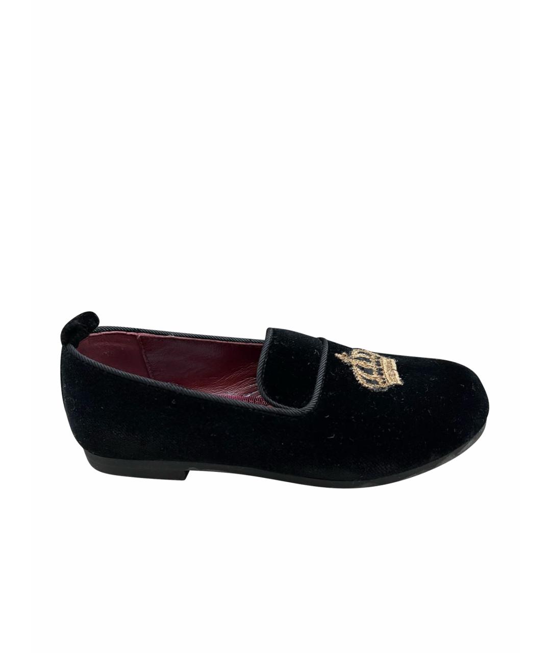 DOLCE&GABBANA Черные бархатные лоферы/мокасины, фото 1