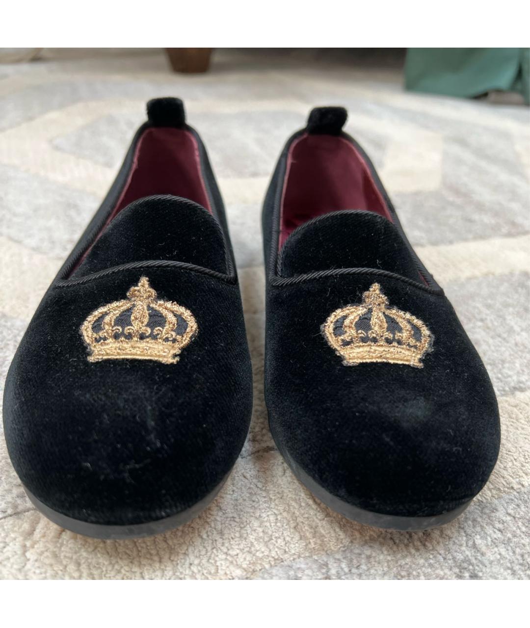 DOLCE&GABBANA Черные бархатные лоферы/мокасины, фото 8
