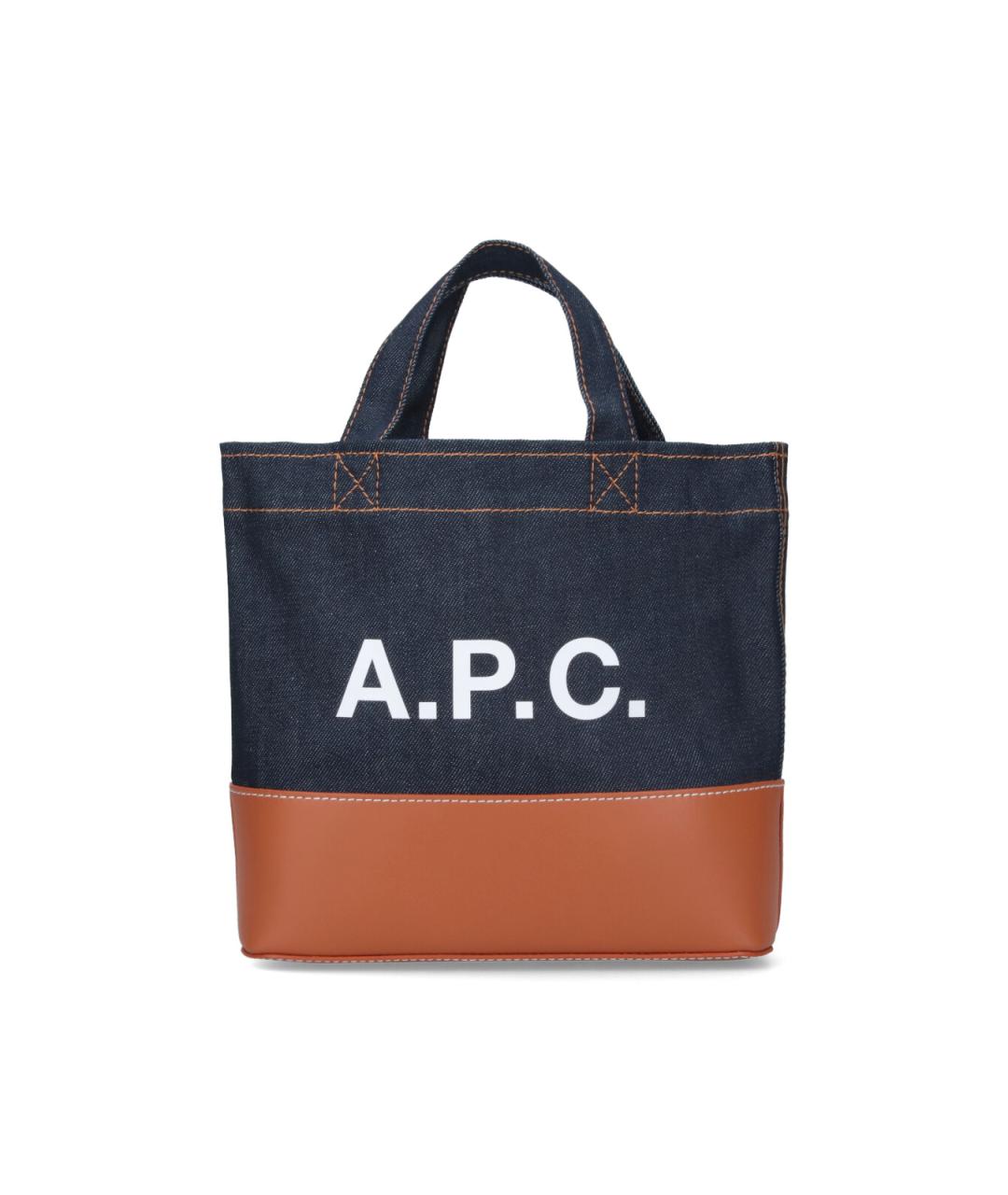 A.P.C. Темно-синяя хлопковая сумка тоут, фото 1