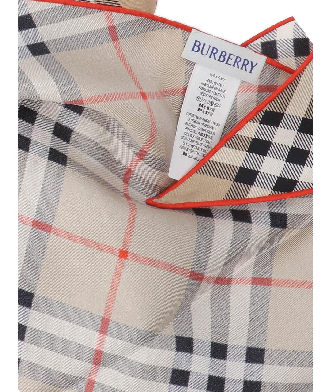 BURBERRY Бежевый шелковый шарф, фото 2