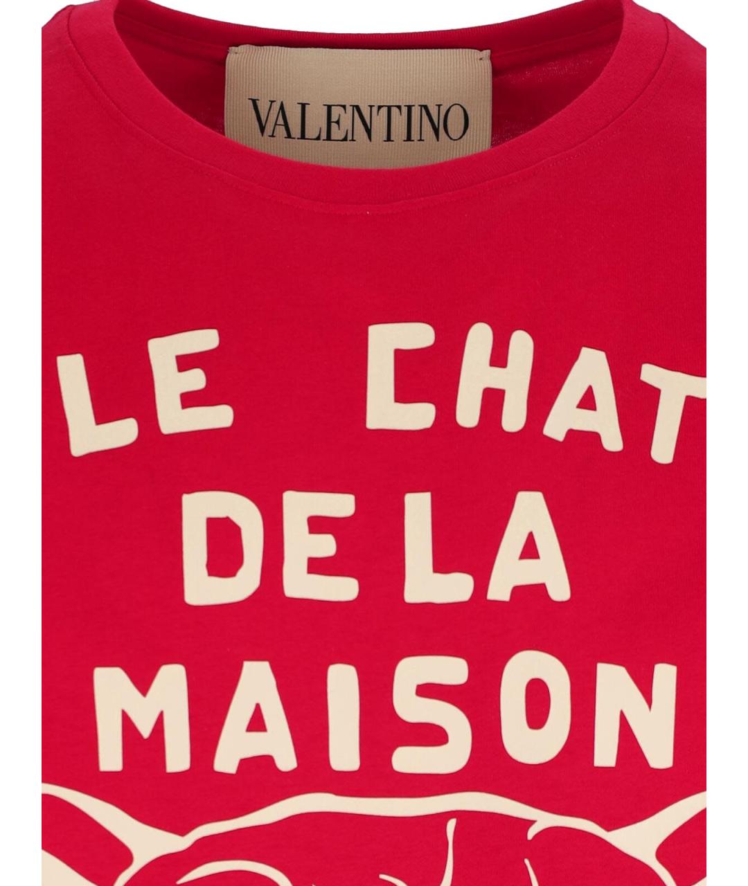 VALENTINO Красная хлопковая футболка, фото 3