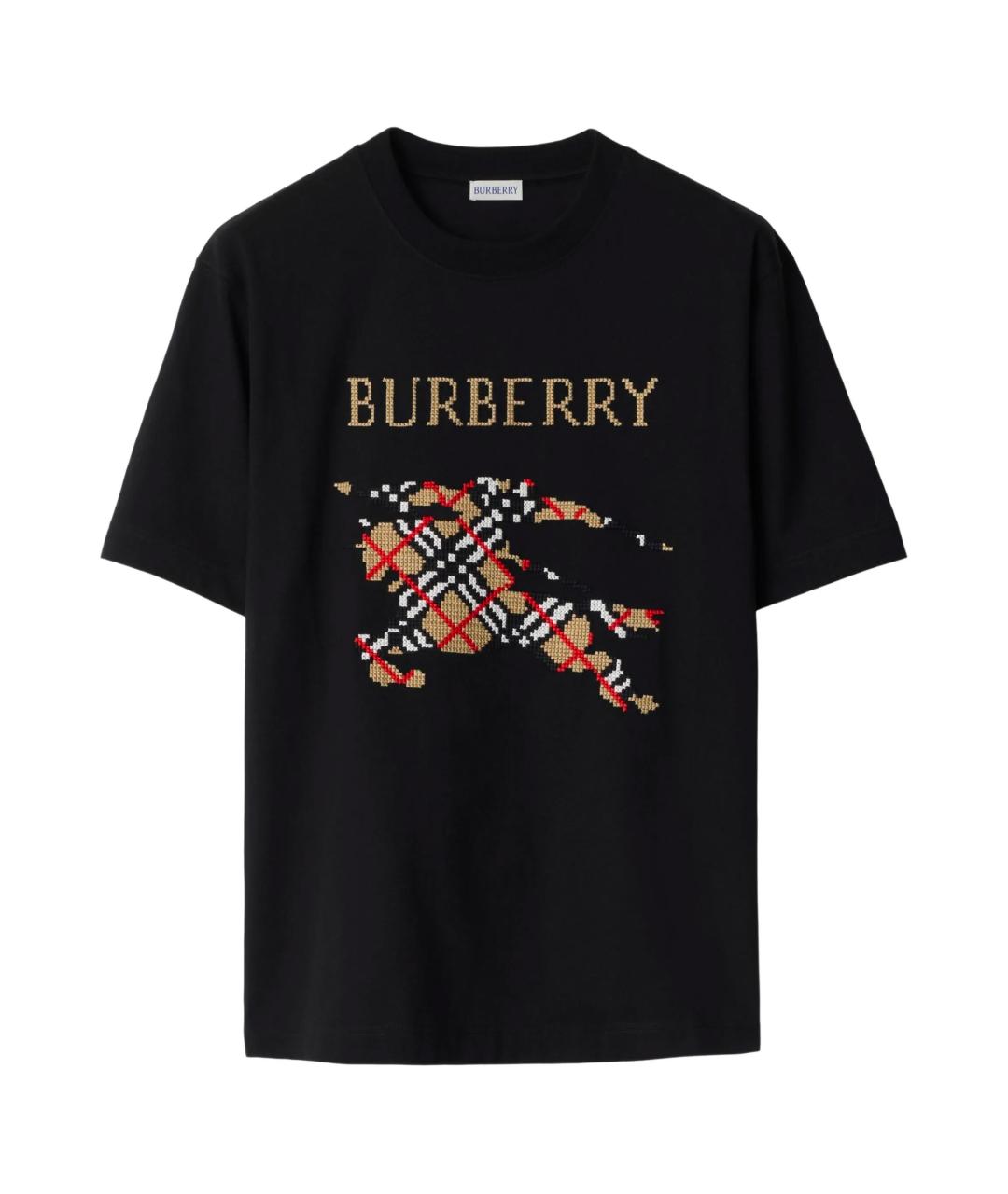 BURBERRY Черная хлопковая футболка, фото 1
