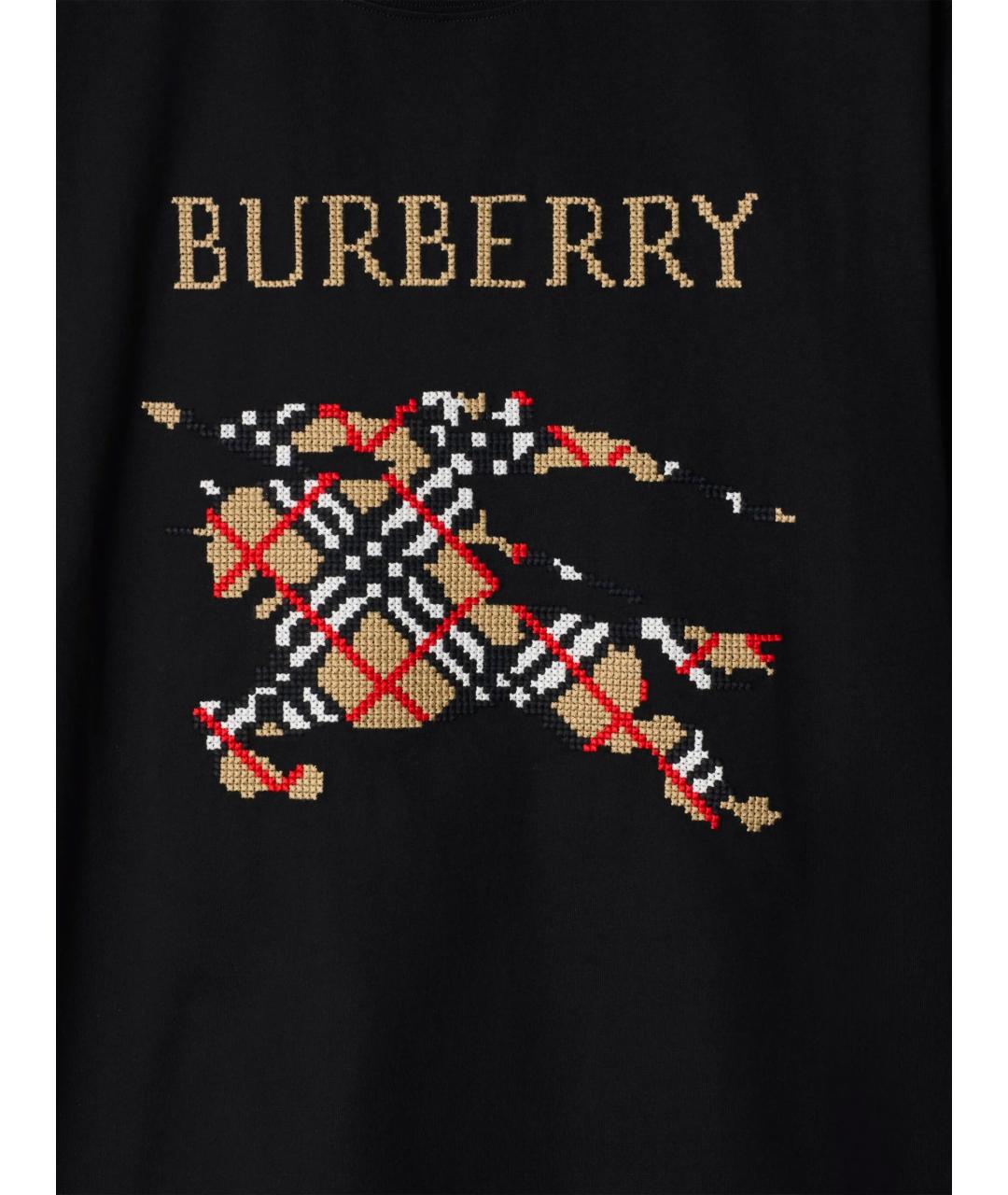 BURBERRY Черная хлопковая футболка, фото 4