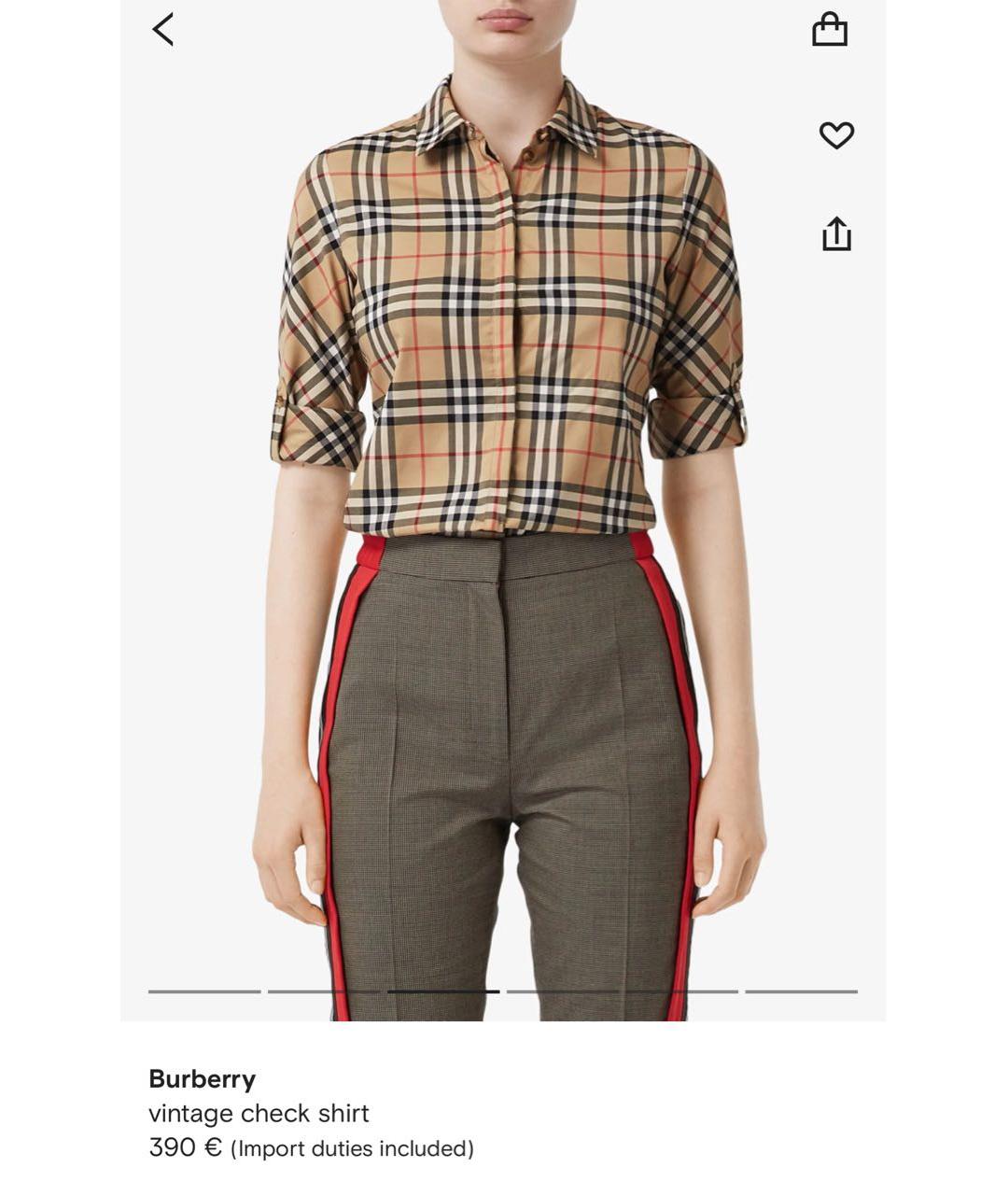 BURBERRY Бежевая хлопковая рубашка, фото 6