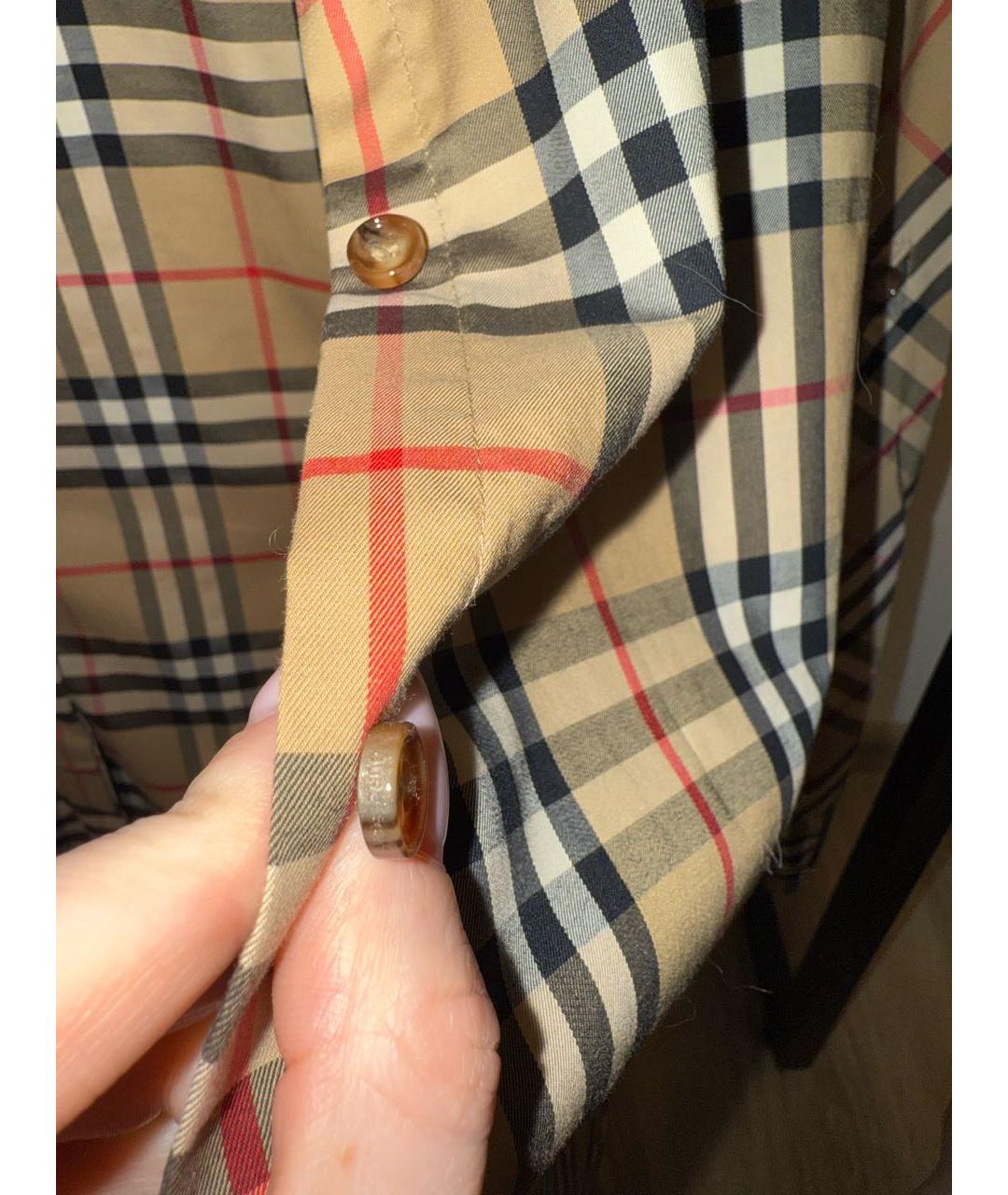 BURBERRY Бежевая хлопковая рубашка, фото 4