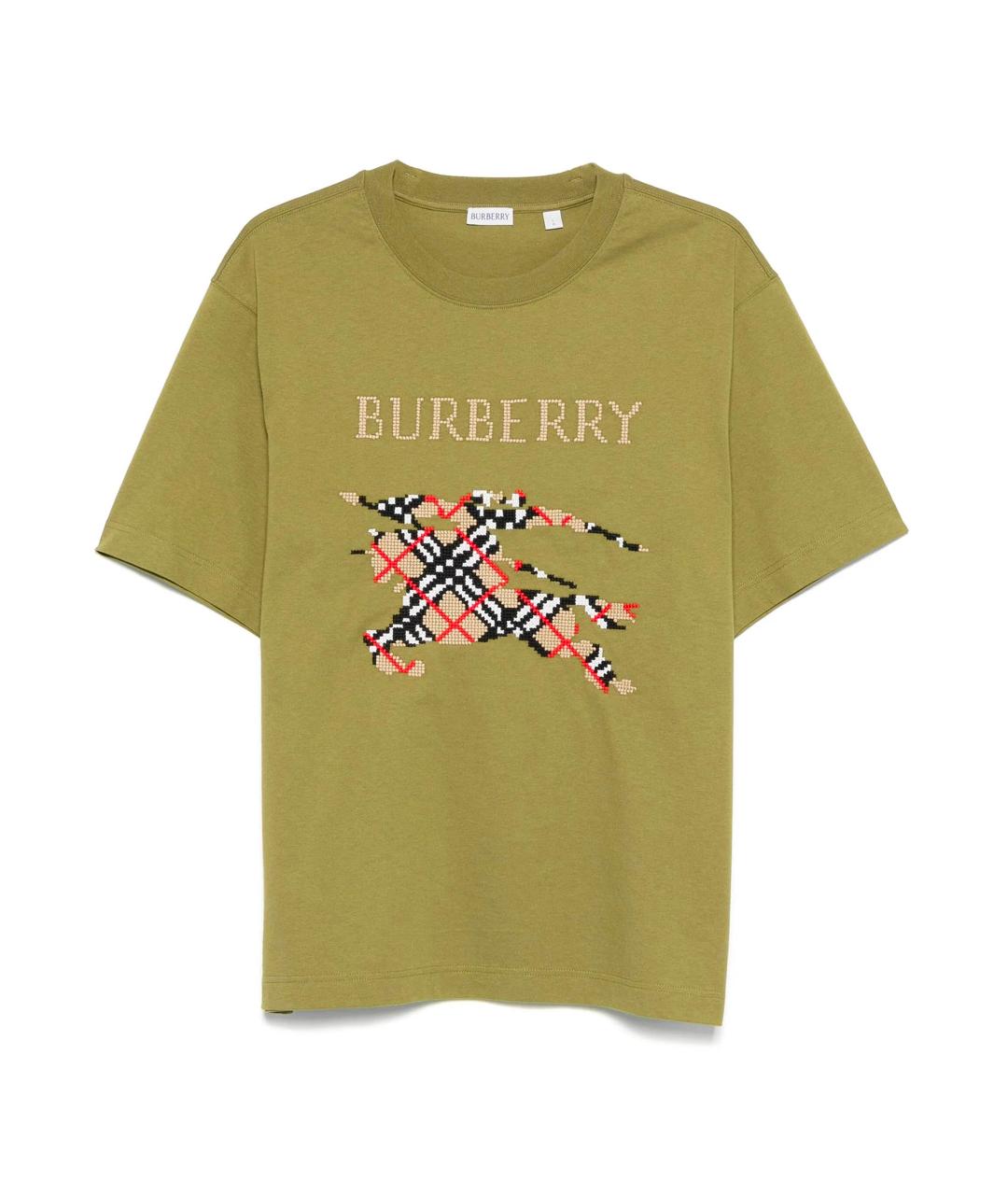 BURBERRY Зеленая хлопковая футболка, фото 1
