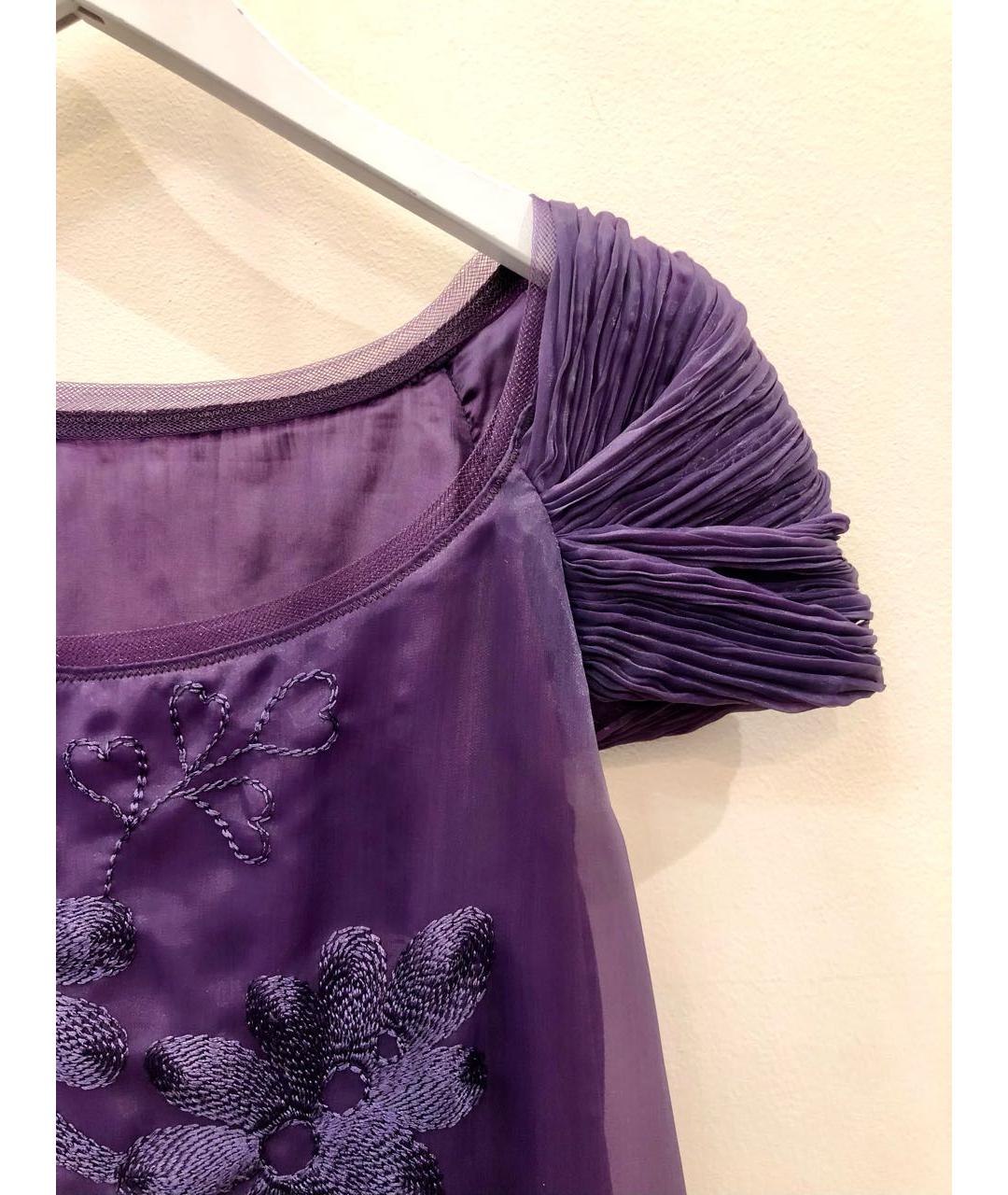 ALBERTA FERRETTI Фиолетовое шелковое коктейльное платье, фото 4