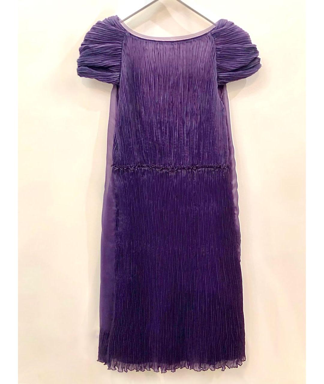 ALBERTA FERRETTI Фиолетовое шелковое коктейльное платье, фото 2