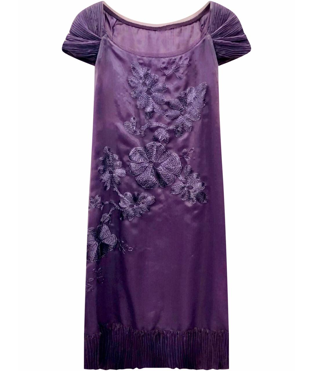 ALBERTA FERRETTI Фиолетовое шелковое коктейльное платье, фото 1