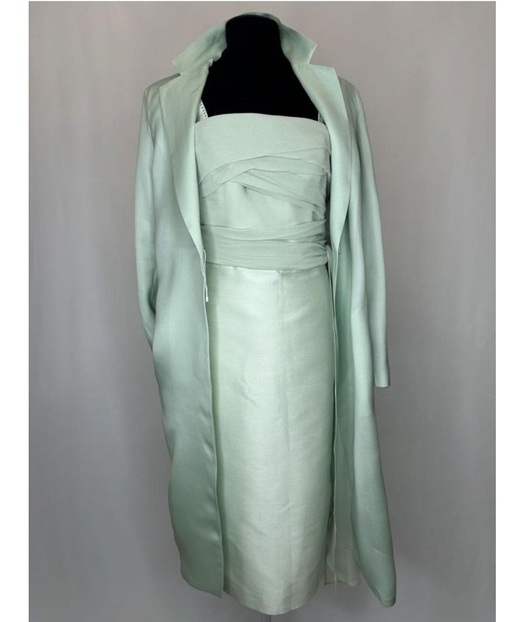 MAX MARA Зеленые хлопковое коктейльное платье, фото 6