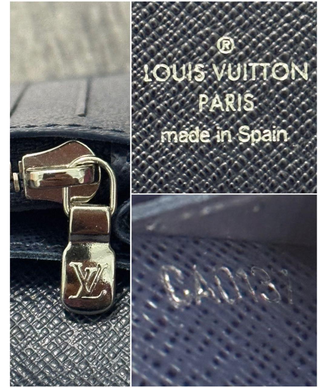LOUIS VUITTON Темно-синий кожаный кошелек, фото 7