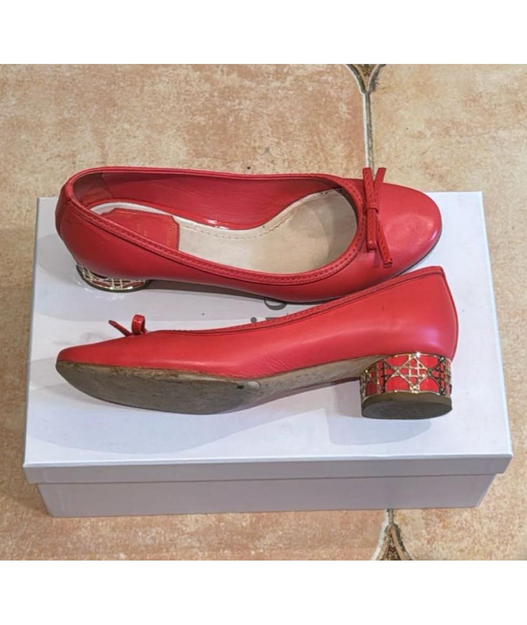 CHRISTIAN DIOR Коралловые кожаные туфли, фото 6