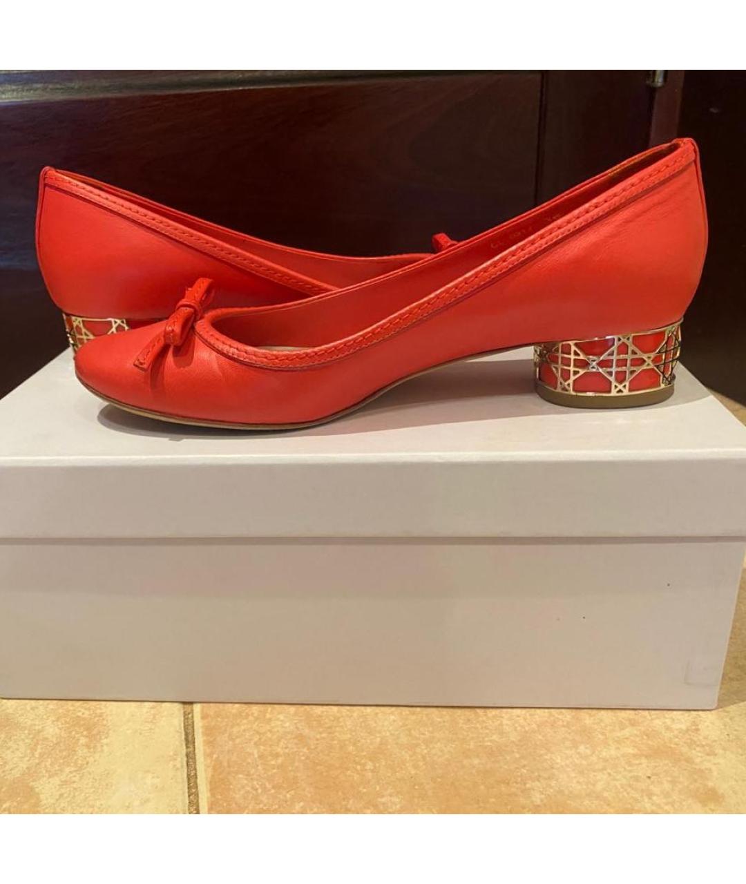CHRISTIAN DIOR Коралловые кожаные туфли, фото 7