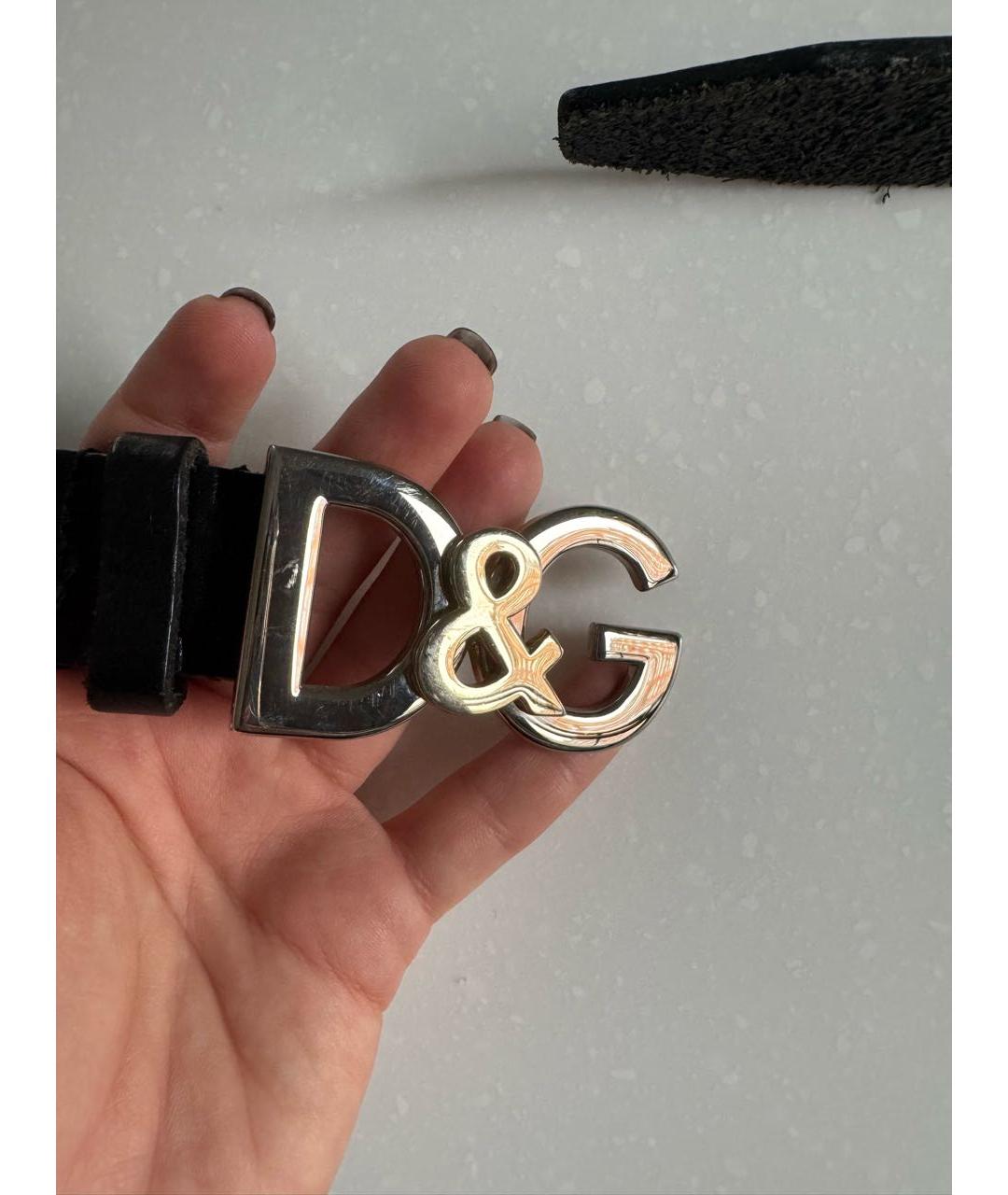 DOLCE&GABBANA Черный кожаный ремень, фото 2
