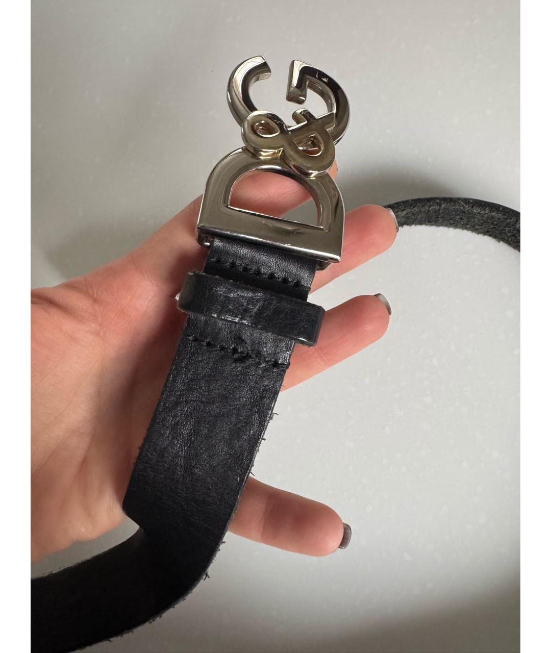 DOLCE&GABBANA Черный кожаный ремень, фото 3