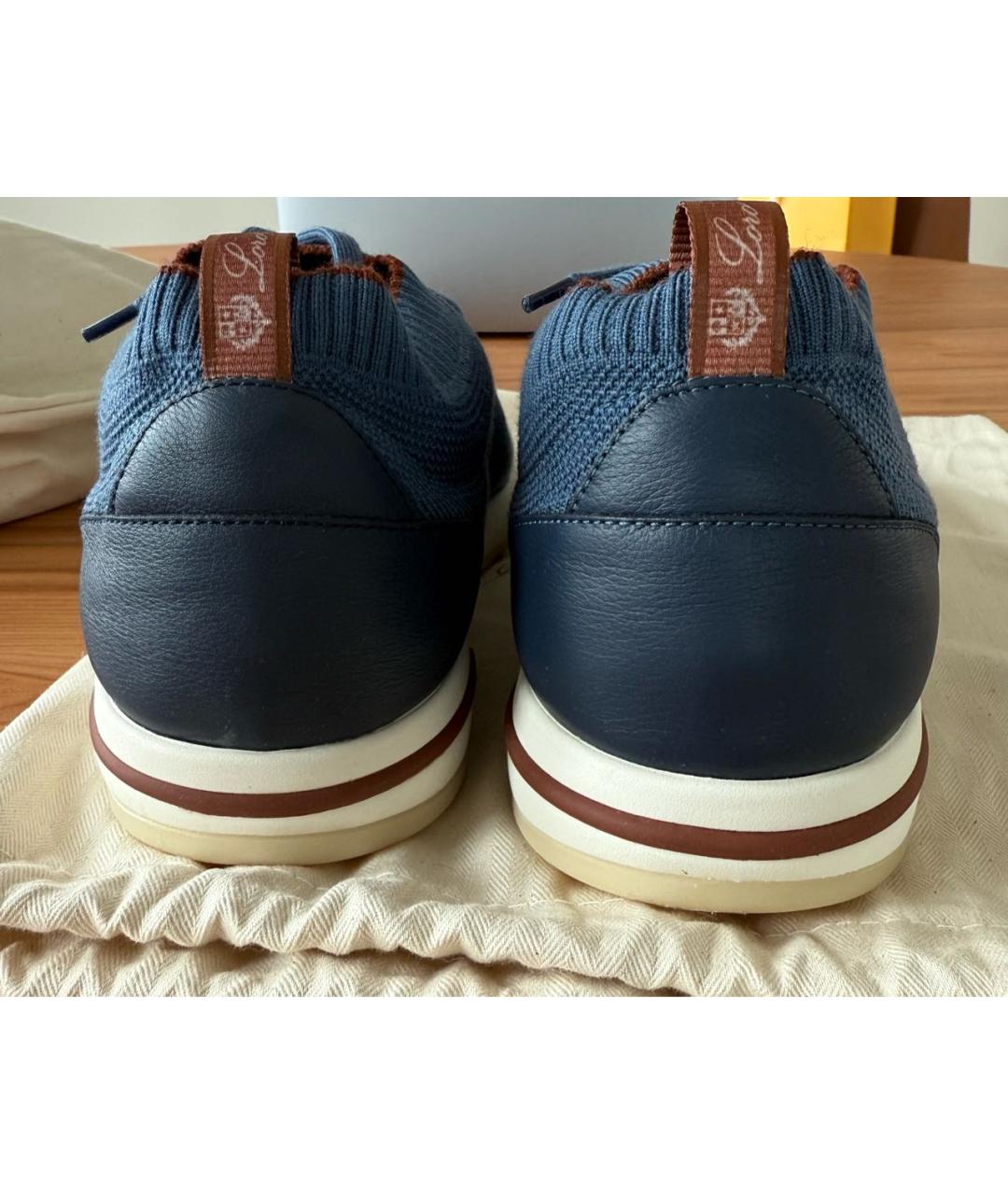 LORO PIANA Синие текстильные низкие кроссовки / кеды, фото 3