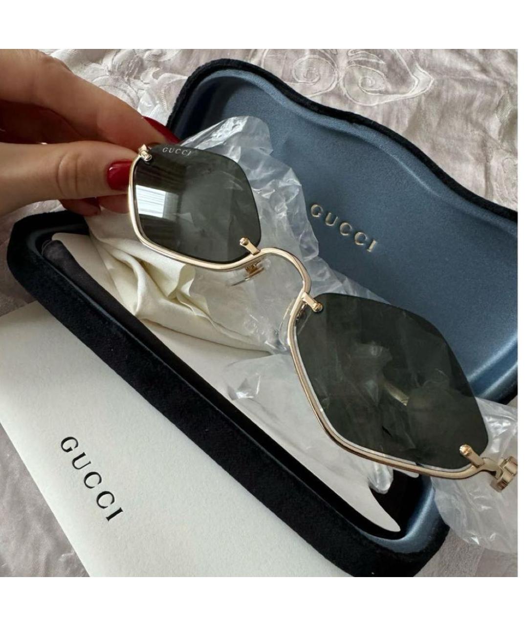 GUCCI Черные металлические солнцезащитные очки, фото 2