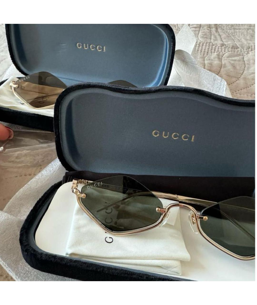 GUCCI Черные металлические солнцезащитные очки, фото 3