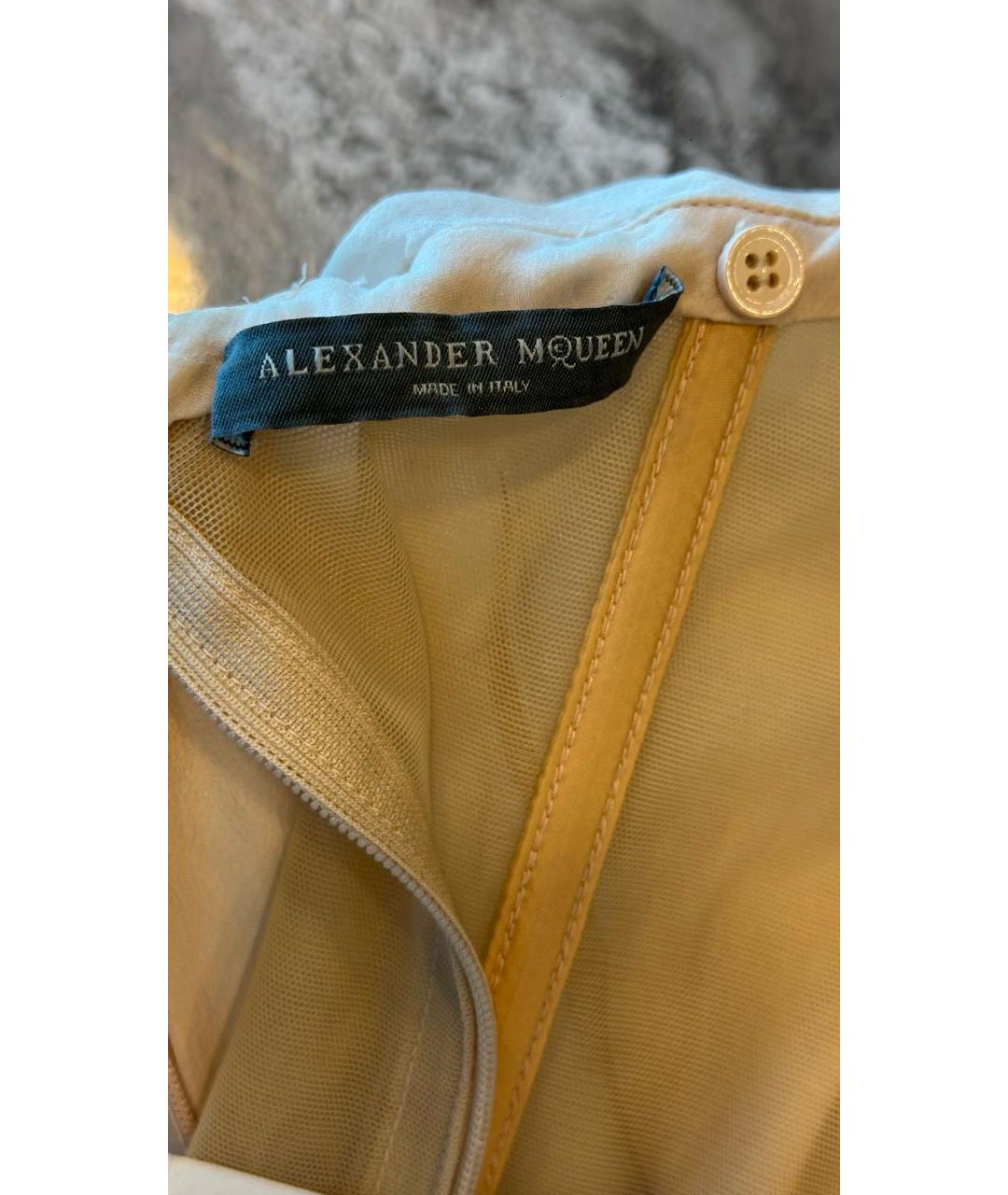 ALEXANDER MCQUEEN Бежевое шелковое вечернее платье, фото 3