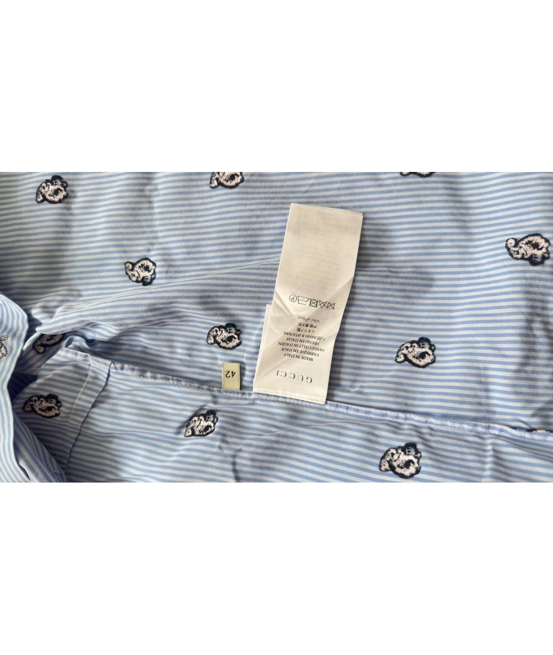 GUCCI Голубая хлопковая рубашка, фото 4