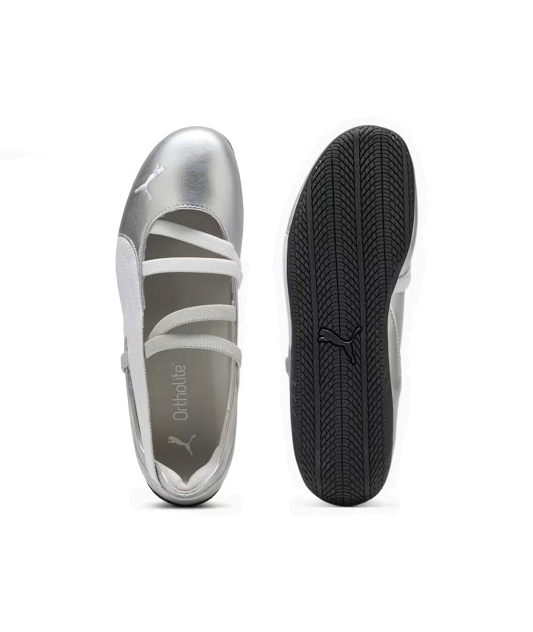 PUMA Серебряные балетки из искусственной кожи, фото 3