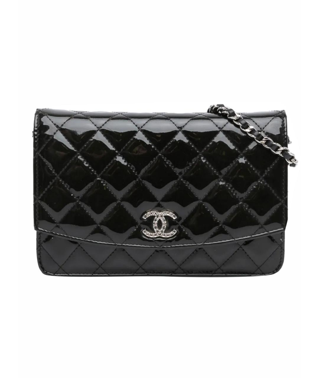 CHANEL Черная сумка через плечо из лакированной кожи, фото 1