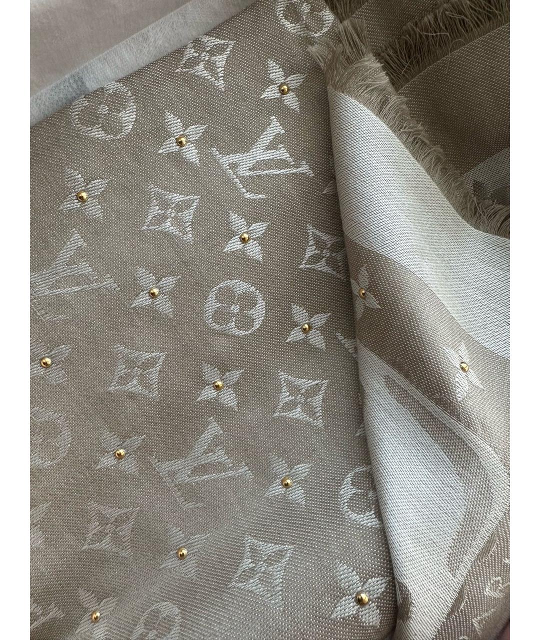 LOUIS VUITTON Бежевый платок, фото 3