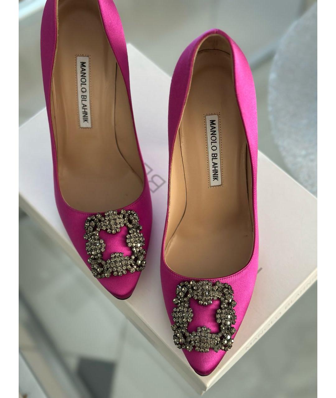 MANOLO BLAHNIK Фуксия текстильные туфли, фото 3