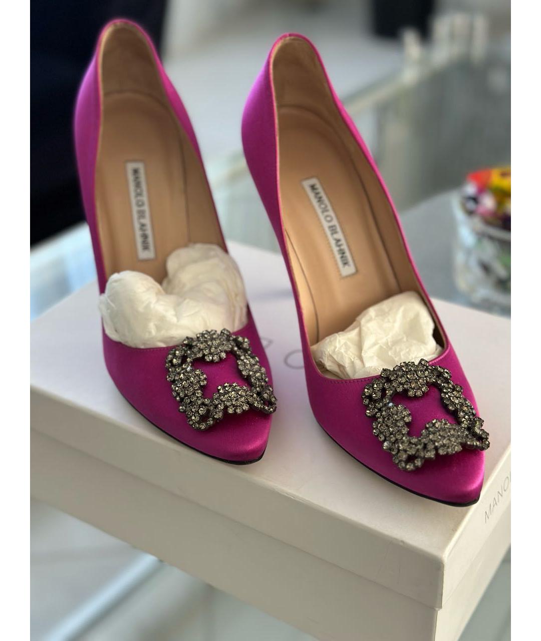 MANOLO BLAHNIK Фуксия текстильные туфли, фото 2