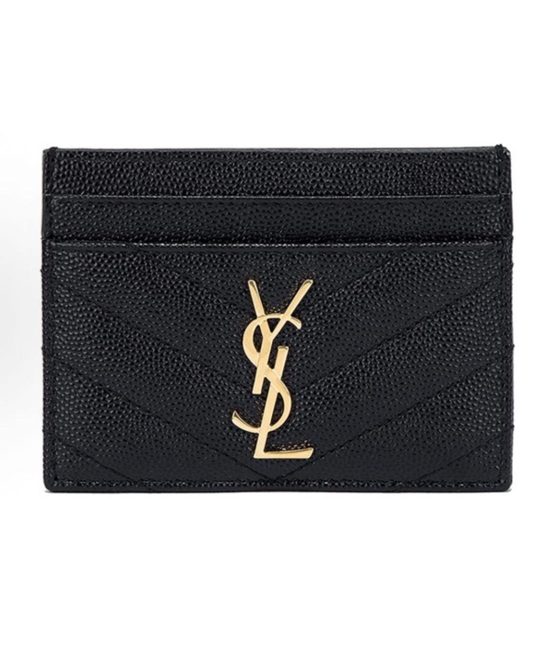 SAINT LAURENT Черный кожаный кардхолдер, фото 9