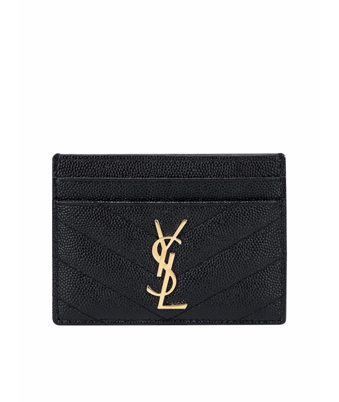 SAINT LAURENT Черный кожаный кардхолдер, фото 1