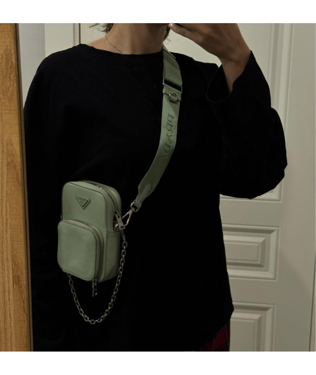 PRADA Салатовая кожаная сумка через плечо, фото 6