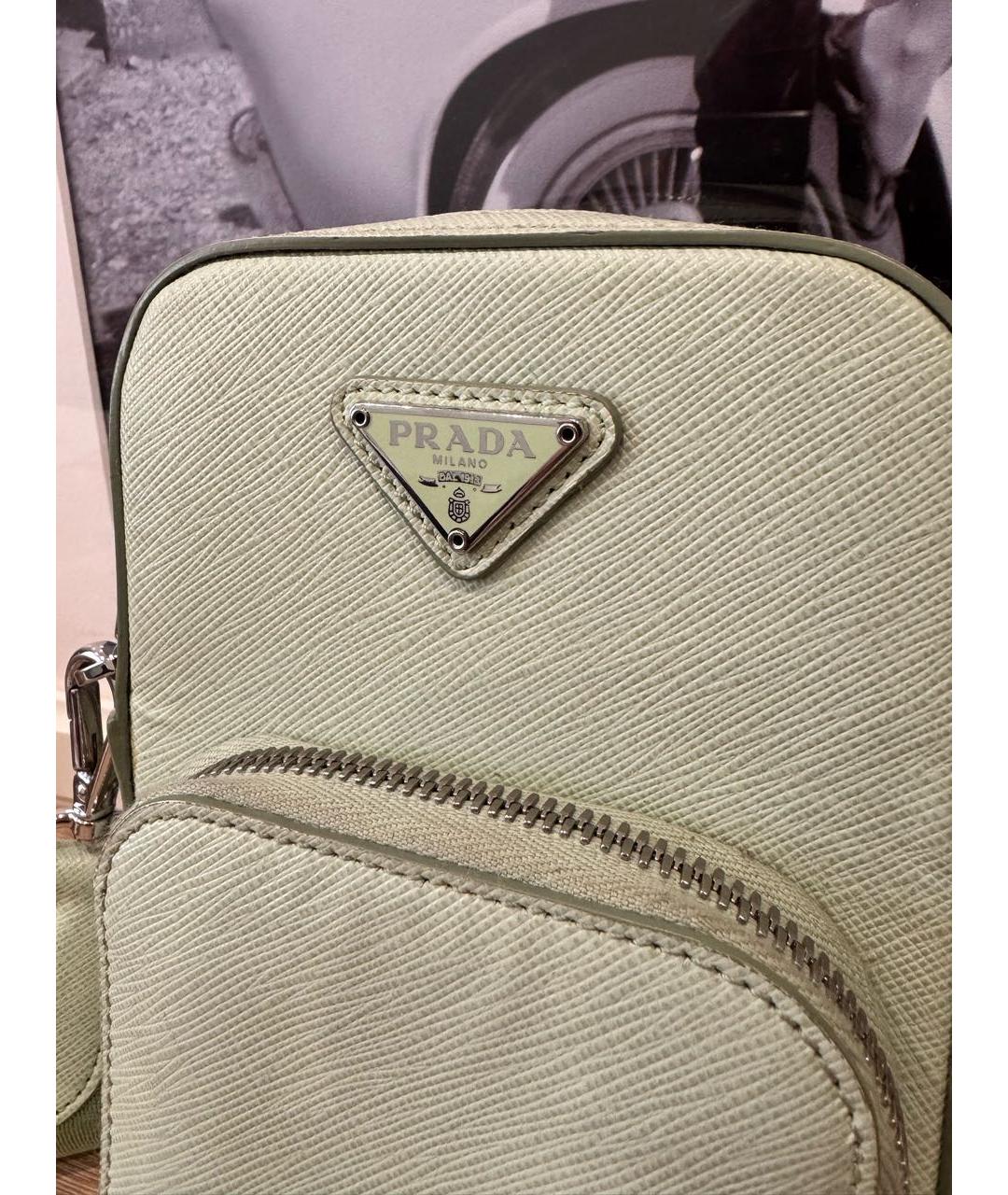 PRADA Салатовая кожаная сумка через плечо, фото 2
