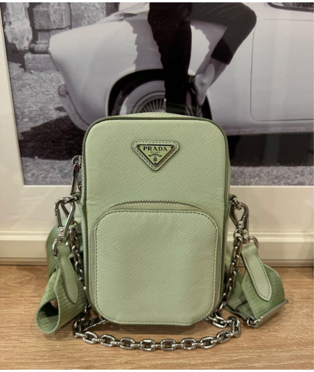 PRADA Салатовая кожаная сумка через плечо, фото 8