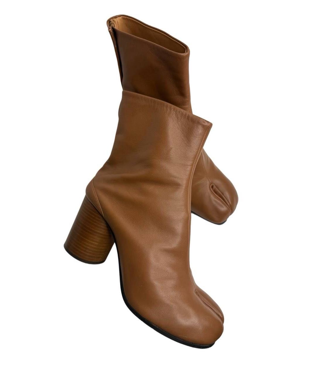 MAISON MARGIELA Коричневые кожаные ботильоны, фото 2