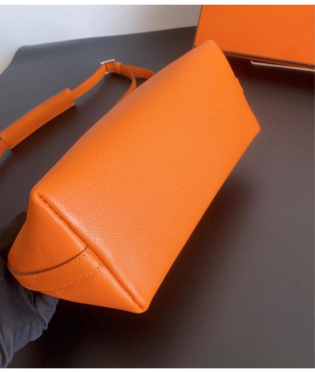 HERMES Оранжевая кожаная сумка через плечо, фото 4