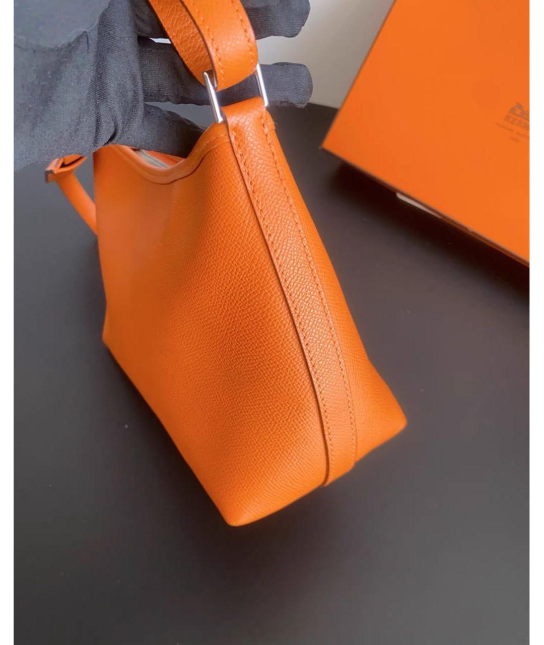 HERMES Оранжевая кожаная сумка через плечо, фото 6