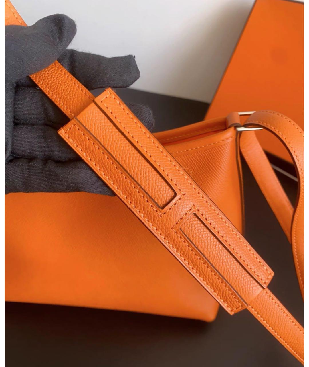 HERMES Оранжевая кожаная сумка через плечо, фото 3