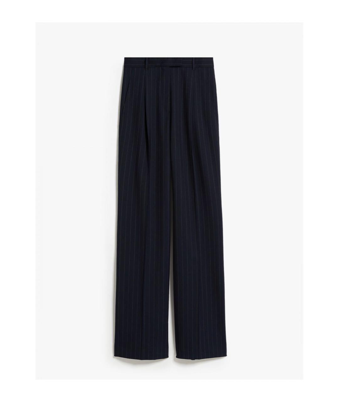 MAX MARA STUDIO Темно-синие шерстяные прямые брюки, фото 6